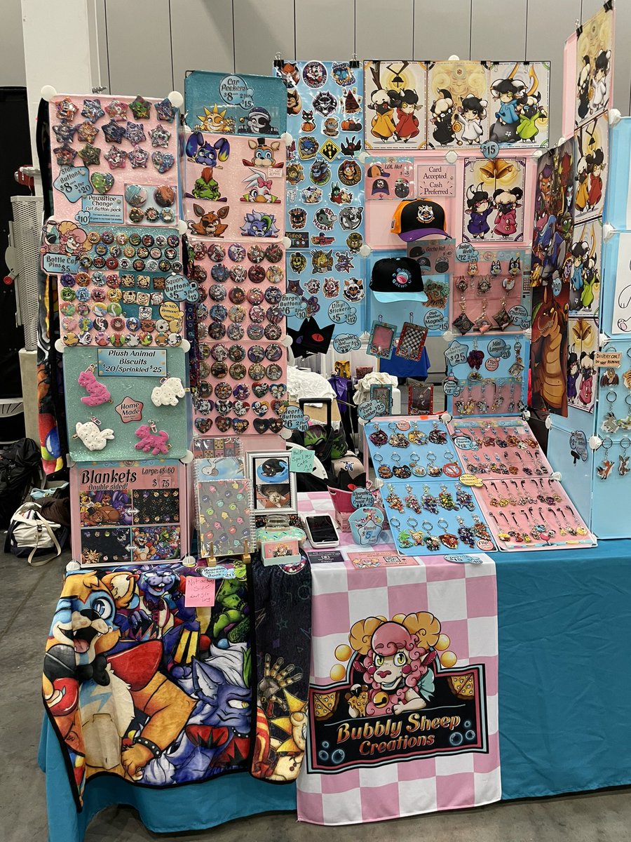 TheBubblySheep's tweet photo. All set up at Nekocon with @chupakaibra come find us at table 52 in AA https://t.co/PWCRDyuMiU