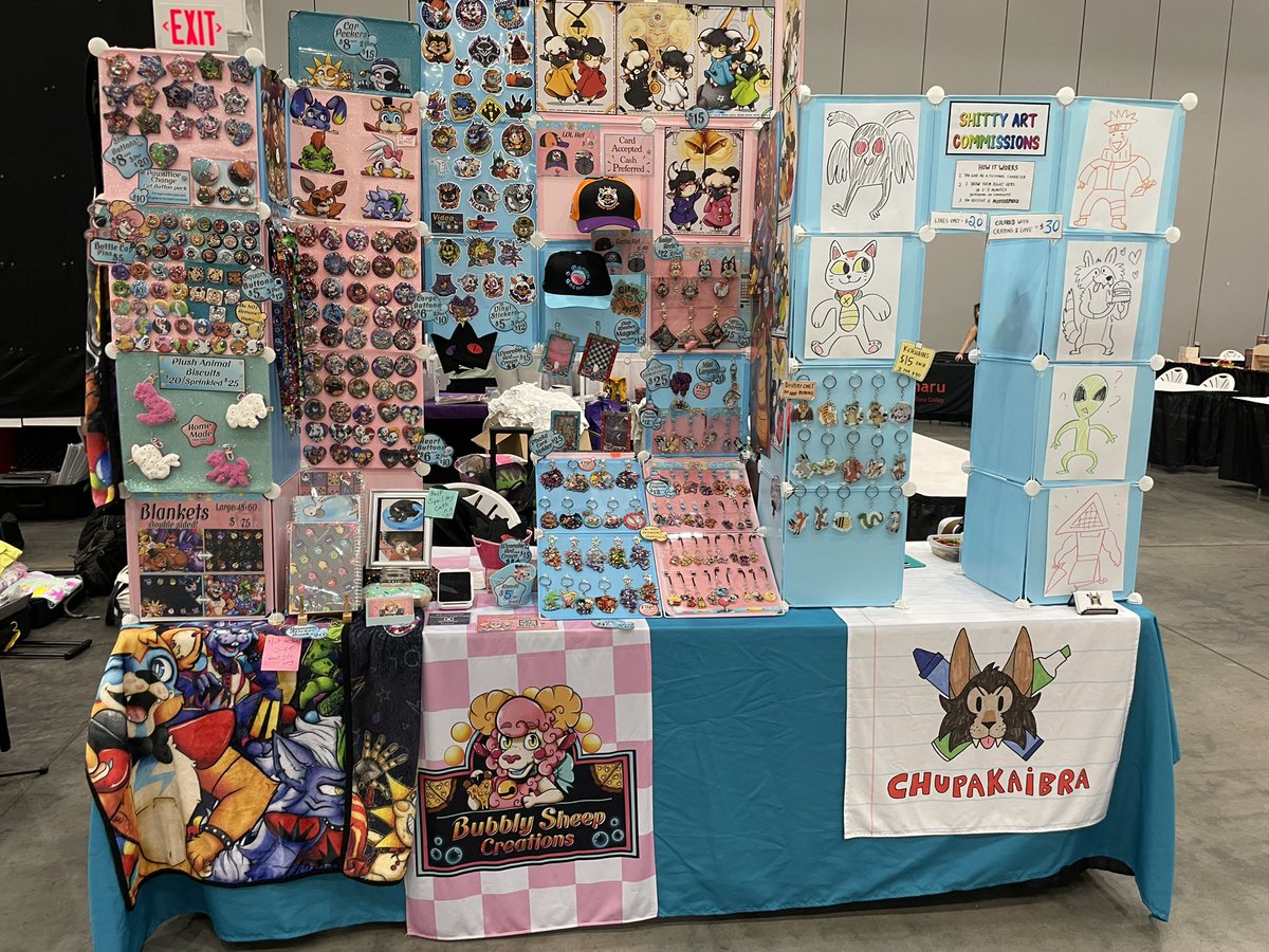 TheBubblySheep's tweet photo. All set up at Nekocon with @chupakaibra come find us at table 52 in AA https://t.co/PWCRDyuMiU