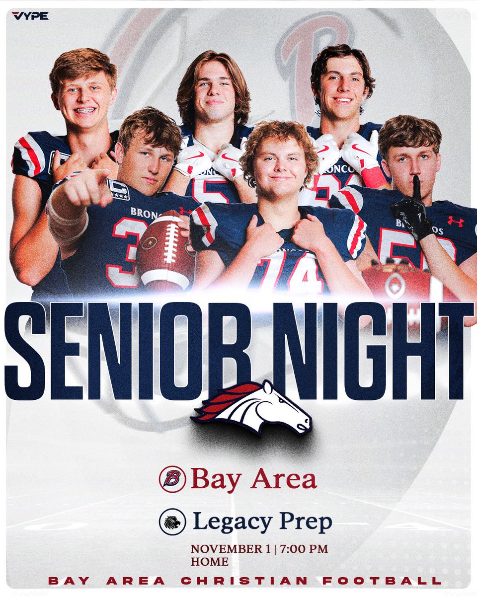 BacsAthletics's tweet photo. Be sure to show up and support your Broncos for Senior Night! 🏈
#BroncoNation https://t.co/GwIlvIb0BQ