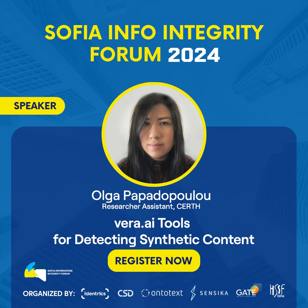 Ontotext (@ontotext) on Twitter photo Looking forward to these two presentations by <a href="/lesya_rzvvsk/">Olesya Razuvayevskaya</a> & <a href="/olgpapa/">Olga Papadopoulou</a> at the Sofia Information Integrity Forum next week, Nov 7-9, focusing on <a href="/veraai_eu/">vera.ai</a> tools for #textanalysis & for detecting deepfake, synthetic media & manipulated content.
╰┈➤ hubs.la/Q02WBGtZ0 Looking forward to these two presentations by <a href="/lesya_rzvvsk/">Olesya Razuvayevskaya</a> & <a href="/olgpapa/">Olga Papadopoulou</a> at the Sofia Information Integrity Forum next week, Nov 7-9, focusing on <a href="/veraai_eu/">vera.ai</a> tools for #textanalysis & for detecting deepfake, synthetic media & manipulated content.
╰┈➤ hubs.la/Q02WBGtZ0