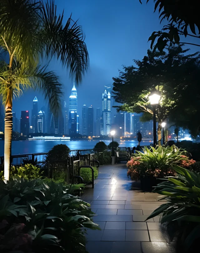 都会の夜景を楽しみながら、大都市の魅力を感じてください。川沿いを散歩し、静けさと繁栄が完璧に融合した環境に心と体を浸りましょう。