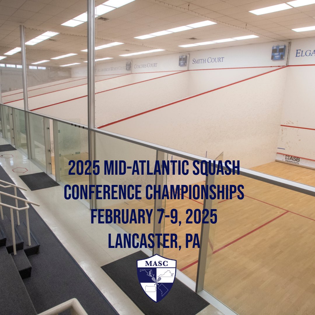 mascsquash's tweet photo. We are THRILLED to announce we will be returning to Lancaster, PA in 2025 for our 6th MASC Championships! @FandMSquash will serve as the primary venue and host. This will be the first time the MASC Championships return to Lancaster since 2022 #mascsquash https://t.co/2qxuuVWCIg