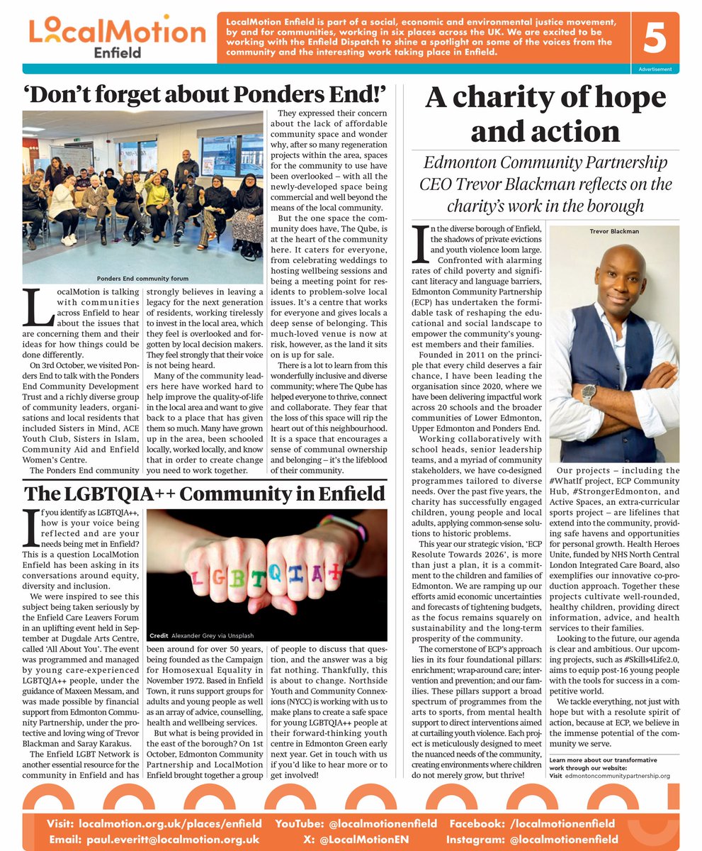 We’re thrilled to launch our collaboration with the <a href="/EnfieldDispatch/">Enfield Dispatch</a> in this month’s edition with articles featuring @TrevorBlackman1 <a href="/pondersendcdt/">Ponders End CDT</a> and <a href="/ECPtweeting/">Edmonton Community Partnership</a>. Find hard copies in venues throughout Enfield.