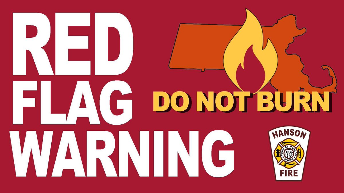 The NWS has issued a Red Flag Warning for the Town of Hanson, indicating high fire danger. Effective immediately, all outdoor fires are prohibited, including cooking fires. This restriction will remain in place for the next several days to help ensure the safety of our community.