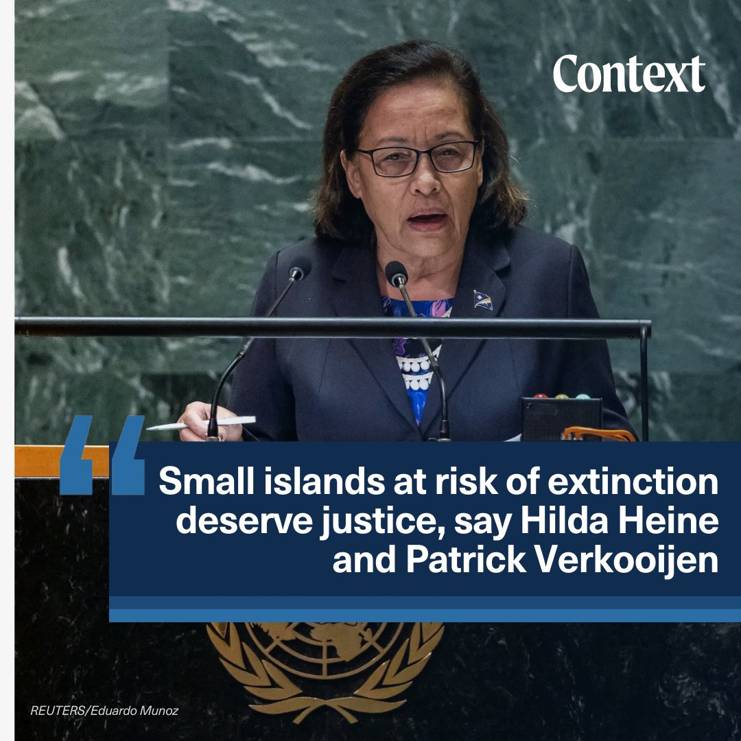 Global warming will wipe out small island states unless the COP29 summit steps in.

✍️ Hilda Heine, president of the Republic of the Marshall Islands, and Professor Patrick Verkooijen, CEO of the Global Center on Adaptation, write for Context. 

🔗 context.news/climate-risks/…
