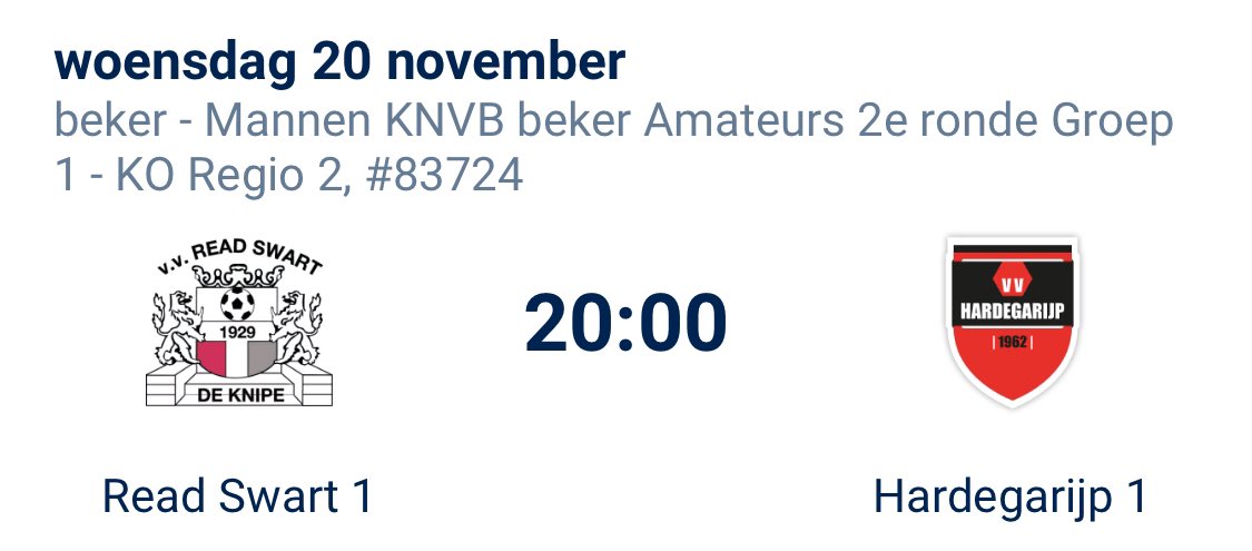 Zondag 3e klasser Read Swart is de volgende tegenstander in de beker.