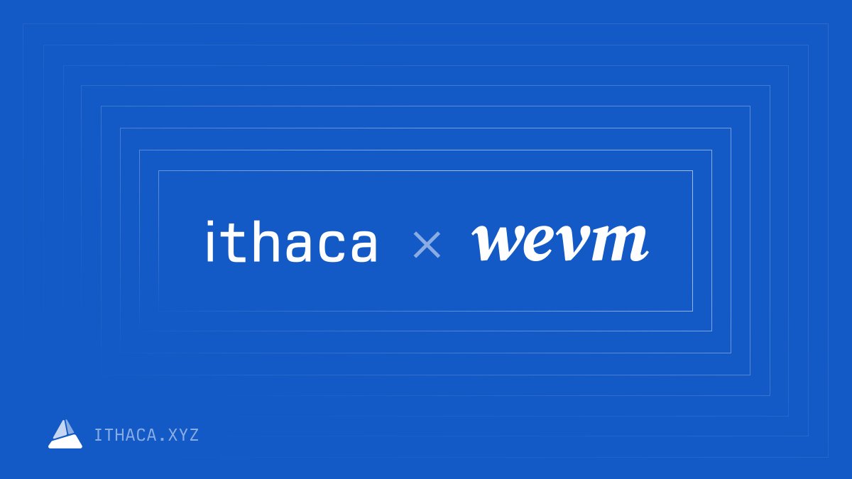 Wevm is now working with Ithaca on the future of Ethereum account interfaces &amp; developer tooling.

No changes to Wagmi &amp; Viem. Wevm will continue to be independently owned and developed by <a href="/awkweb/">awkweb</a> and <a href="/_jxom/">jxom</a>.