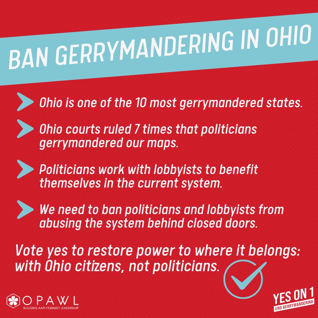 OrganizerKate's tweet photo. ❓Did You Know❓
🔟Ohio is one of the TOP 10 most gerrymandered states 
🗳️This election, Ohioans will head to the polls to make a change and return power to the citizens.

#OHpol #YesOn1 #aapi #naturalizedcitizen #FairDistricts #EndGerrymandering https://t.co/IO9qBgEzWr