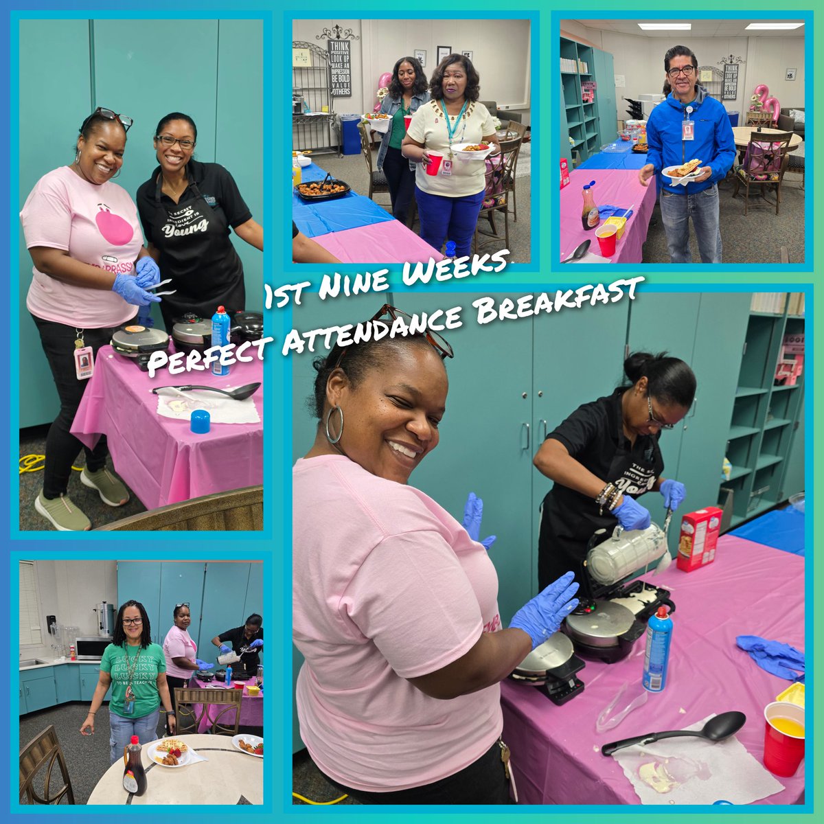 AFE_Stars's tweet photo. Do you want to know what having perfect attendance will get you? Chicken and waffles served up by admin, that's what! Thank you teachers for showing up for our STARS! 🩵🖤 #AFEtoInfinityandBeyond
@PrincipalSYoung
@LewisDontee https://t.co/J5vfexe7L2
