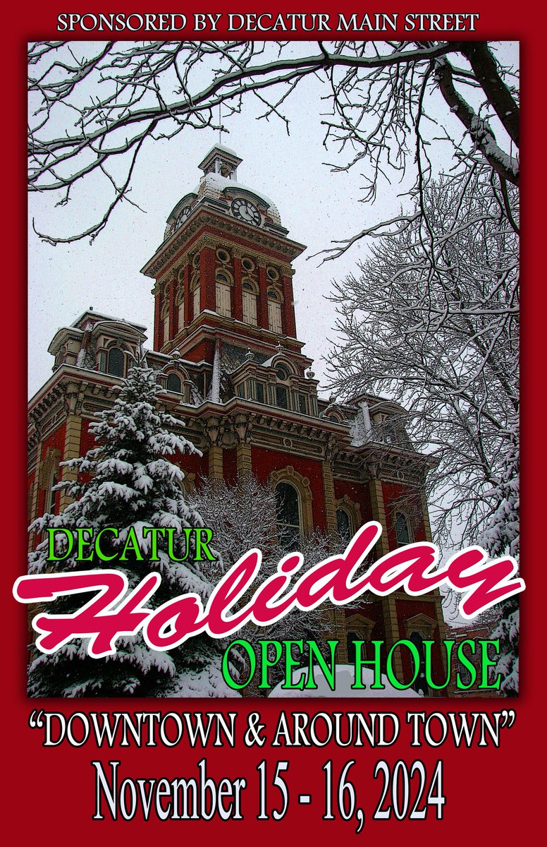 DecaturMain's tweet image. The Holiday Open House will be on November 15 &amp;amp; 16, 2024! Mark your calendar!

#ChristmasShopping #deals #holidayseason #fun