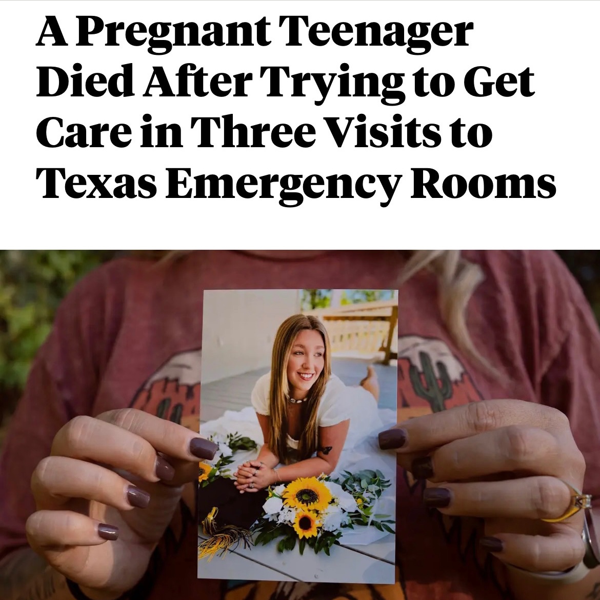 HillaryClinton's tweet image. Nevaeh Crain should be turning 20 years old today. 

Instead, she's another heartbreaking victim of Trump's abortion bans.

propublica.org/article/nevaeh…