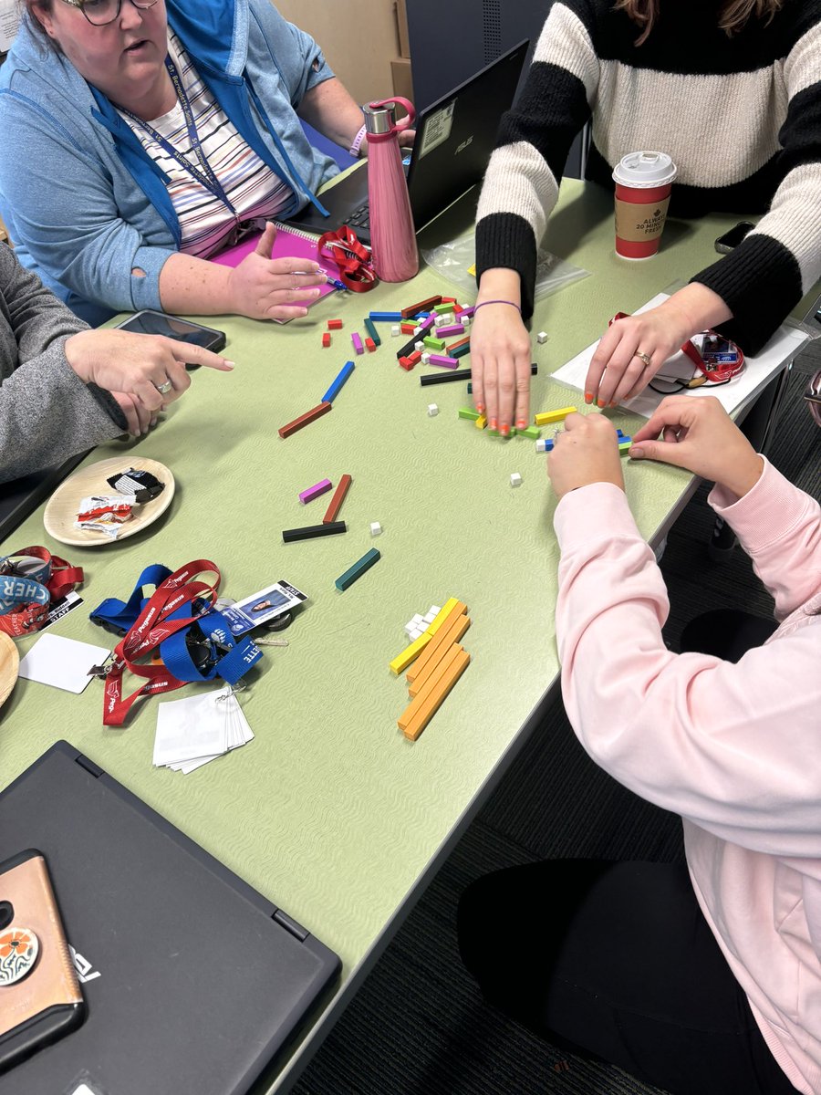 MissIngoldsby's tweet photo. A great morning of Math PD filled with thinking tasks, exploring the curriculum, math resources, and hands-on tools for representation! Lots of engaging discussions here at @StBernBears @DucPetra https://t.co/3FMoa9mApH