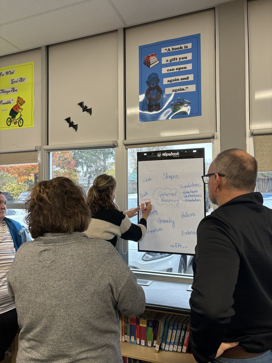 MissIngoldsby's tweet photo. A great morning of Math PD filled with thinking tasks, exploring the curriculum, math resources, and hands-on tools for representation! Lots of engaging discussions here at @StBernBears @DucPetra https://t.co/3FMoa9mApH