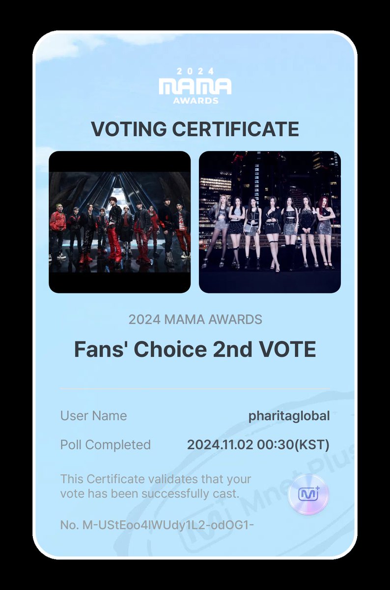PHARITA_VT's tweet photo. 🏆 MAMA FANS' CHOICE AWARD COLLABORATION 🏆

ROUND 2 DAY 2:

Vote BABYMONSTER for Fans Choice Award and Visa Fans Choice Award.

Drop your voting certificates below with #TEAMPHARITA

i vote #babymonster for #2024MAMAVOTE    #MnetPlus #FansChoice https://t.co/OBdLjEy9wR
