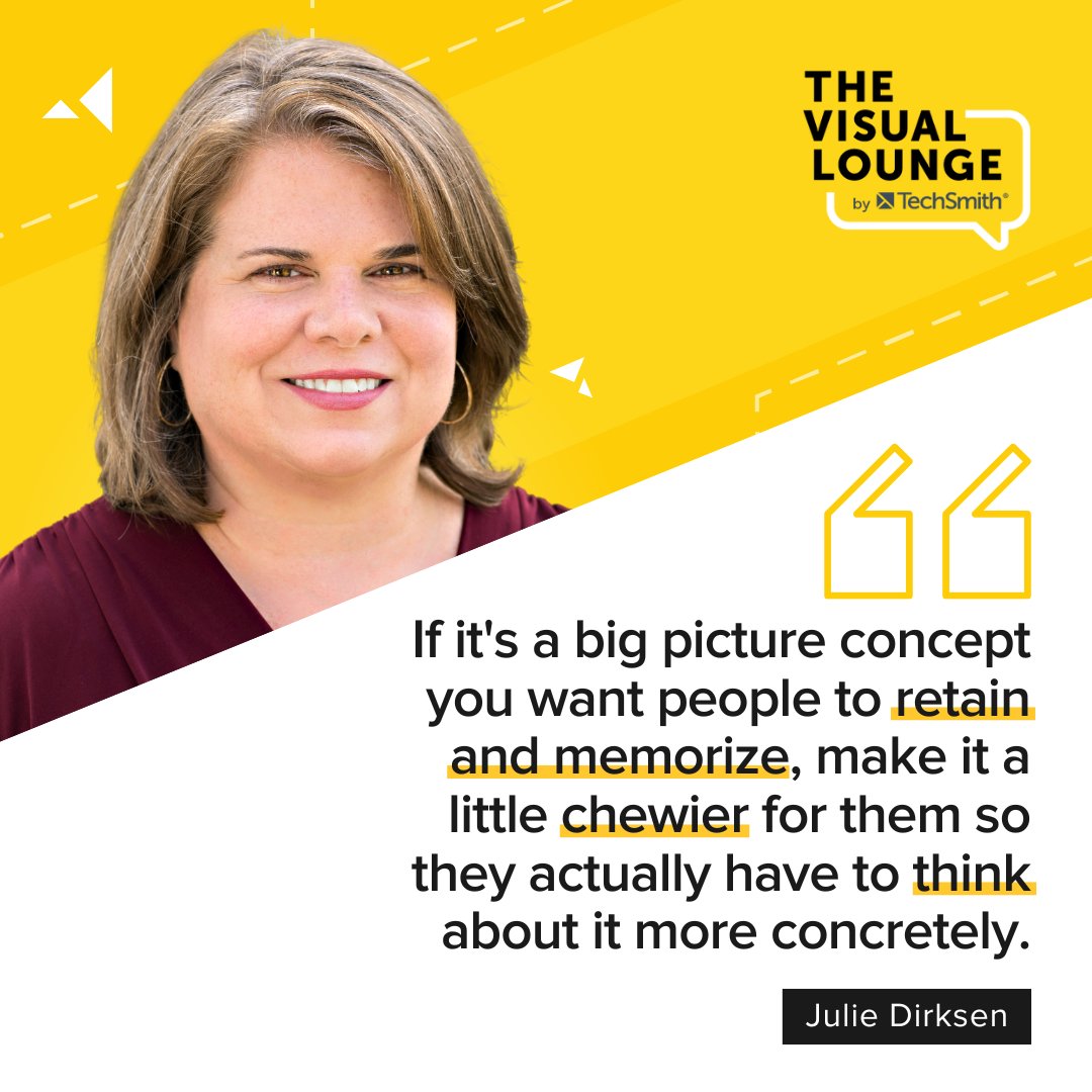 💡Need to get a big picture concept across to your audience? Give your
learners something to chew on. 

In episode 233, we revisit our conversation with Learning Strategy Consultant Julie Dirksen, for a fascinating discussion about learning
behavior. Tune in today.