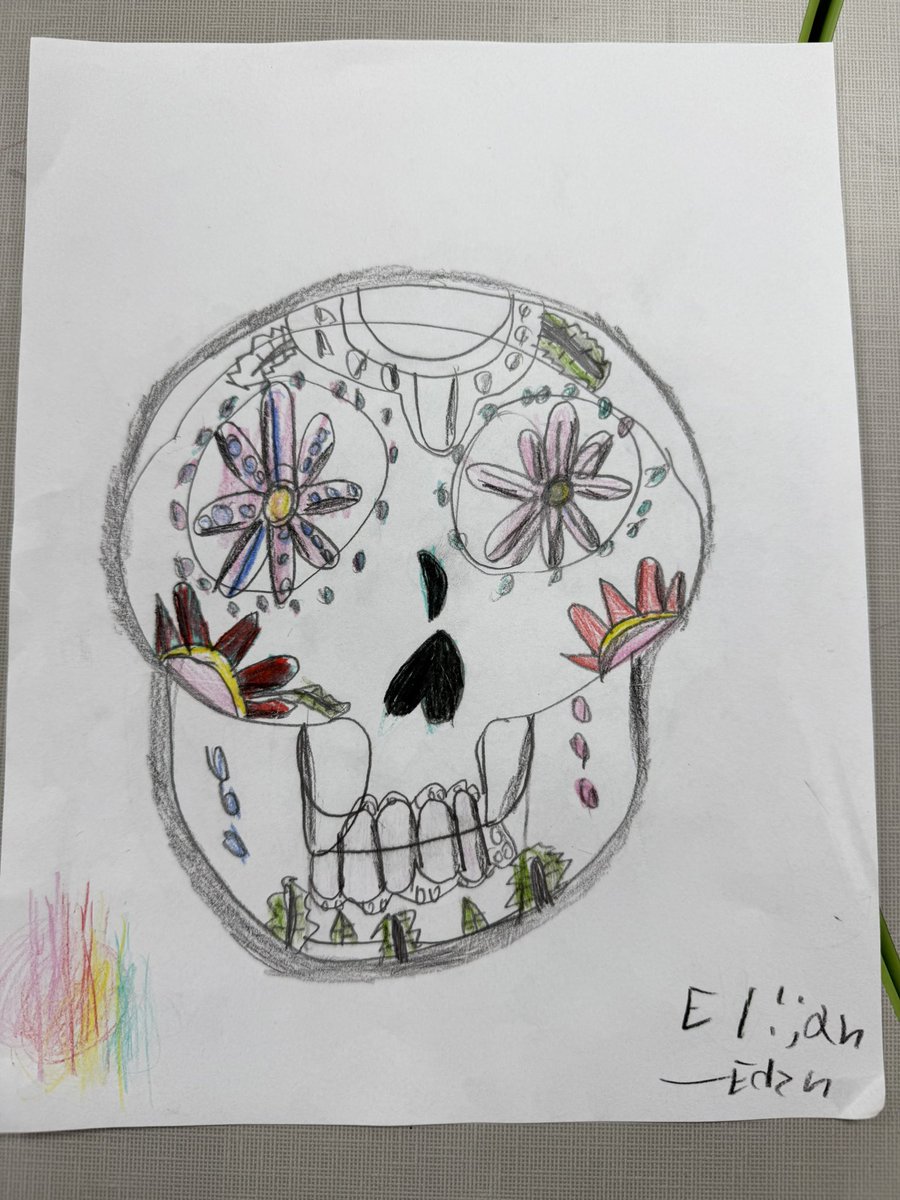 Hogg_Library's tweet photo. We love “how to draw…” videos. Today we learned about dia de los muertos and how to draw sugar skulls. @ElementaryHogg @DISD_Libraries @DallasReads #DiaDeLosMuertos https://t.co/6Ilg4CH9YK