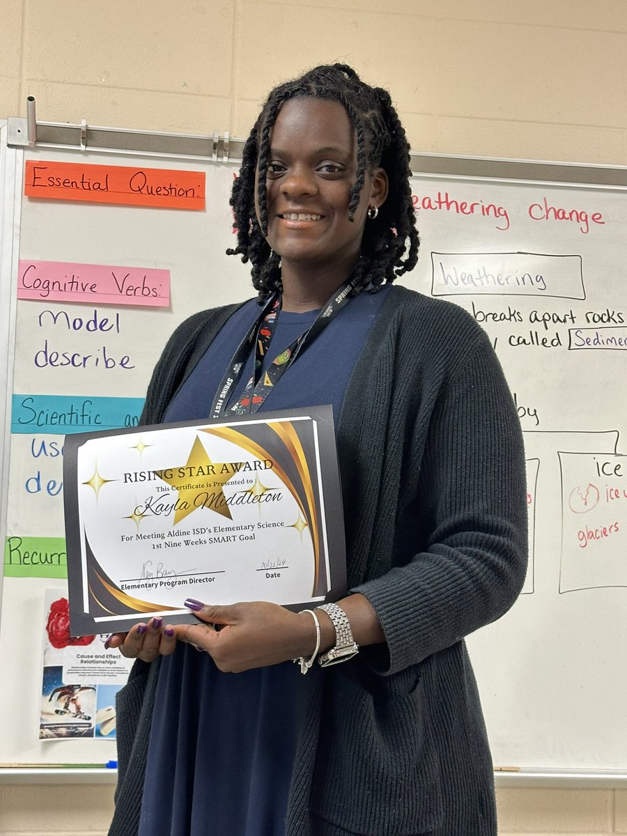 rogersstac's tweet image. This week during our Science CBPLs we took a moment to celebrate and recognize the Science teachers who met the district’s 1st Nine-weeks SMART Goal. Here are a few of our STARS lighting the way to success! @GoodmanES_AISD @CalvertES_AISD @DunnES_AISD #AldineImpact @STARS_902