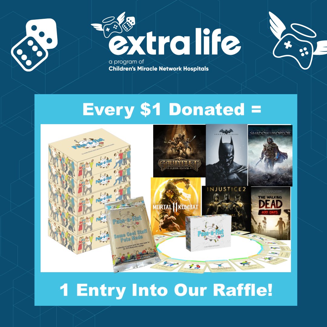 Just 1 day to go! 🎮✨ Our livestream starts tomorrow morning! Don't miss your chance to support St Luke's Childrens Hospital of Idaho and win prizes! We're raffling off copies of Pass-a-Fist, dozens of Steam keys and more!

extra-life.org/participant/Pe…