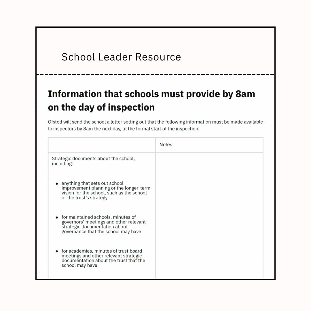 New Resource :

Ofsted Information Pack Checklist

 headteacherchat.com/resources/ofst… …