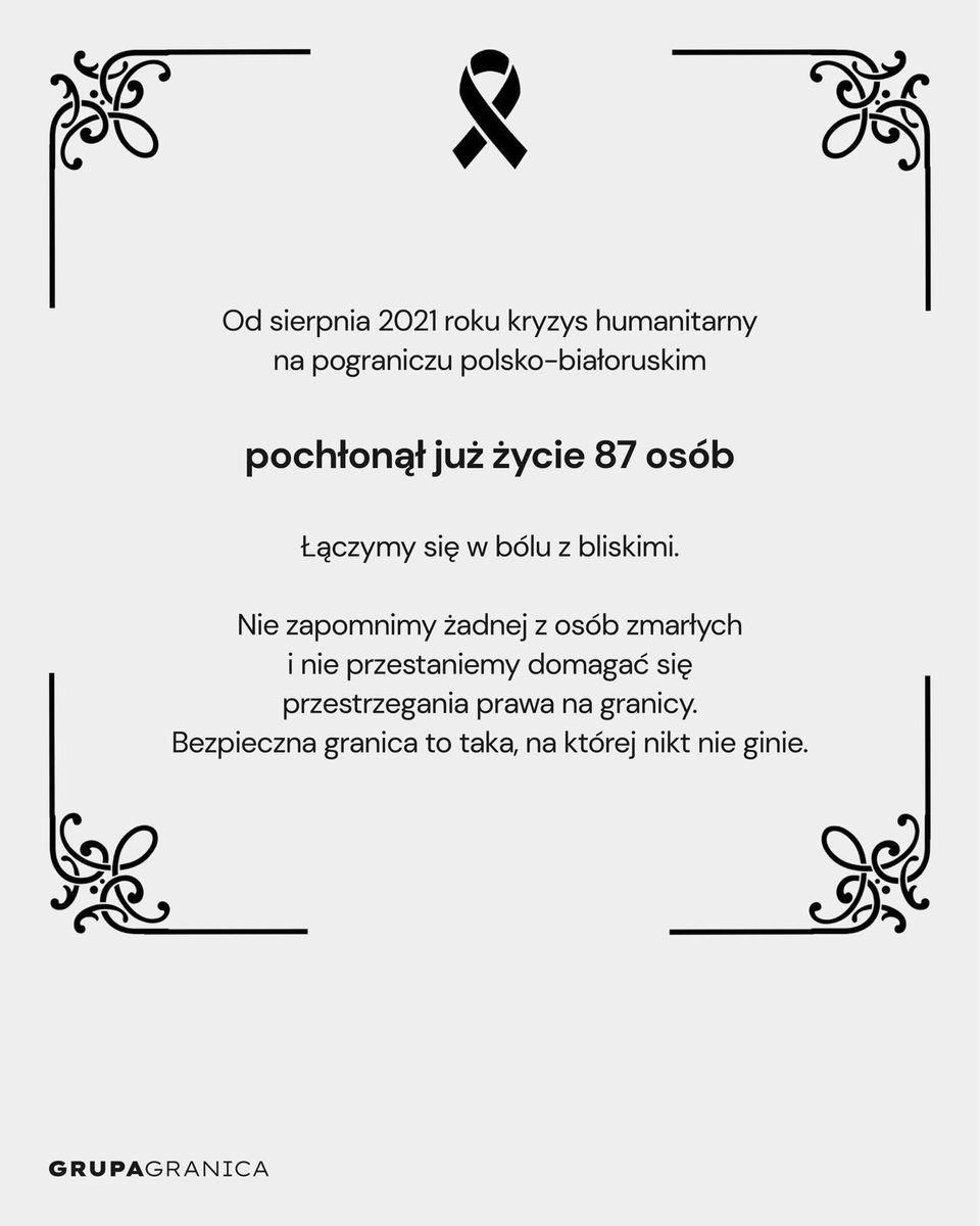 Śmierć na granicy PL-BY to dramatyczna rzeczywistość. Polecamy raport <a href="/FundOcalenie/">Fundacja Ocalenie</a> "Przejścia nie ma"👉tiny.pl/dnmqn