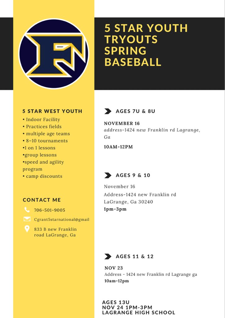 Free youth tryouts