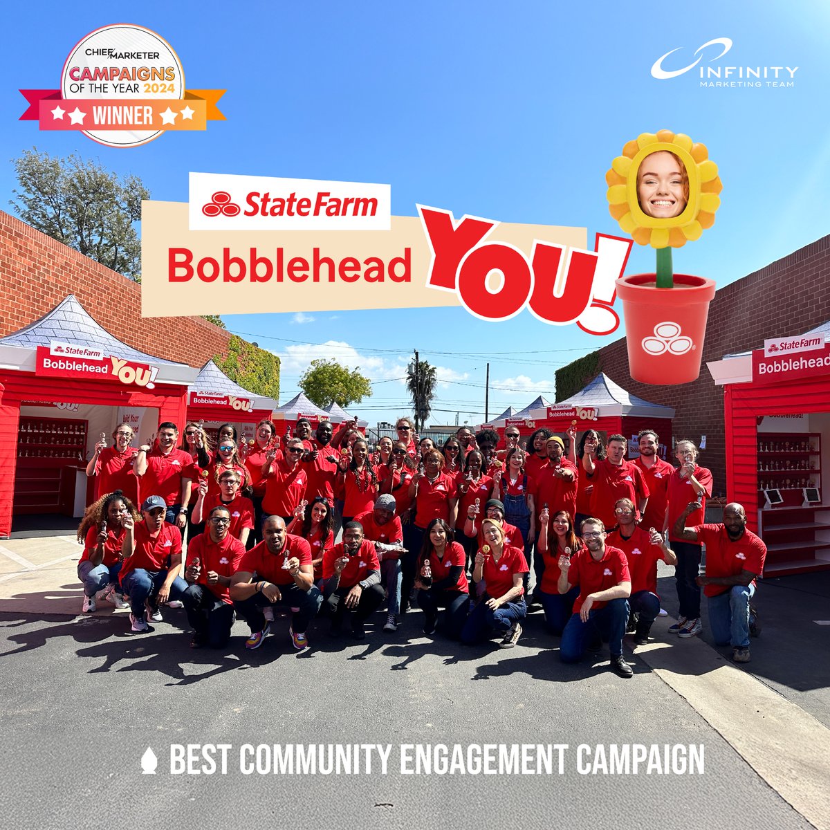 MarketInfinity's tweet image. Boom! Toasting to 4 BIG WINS at the Chief Marketer Campaigns of the Year Awards with our amazing client @statefarm!!! The Campaigns of the Year Awards recognizes industry leaders who set the standards for marketing brilliance with the most groundbreaking ideas and innovative…
