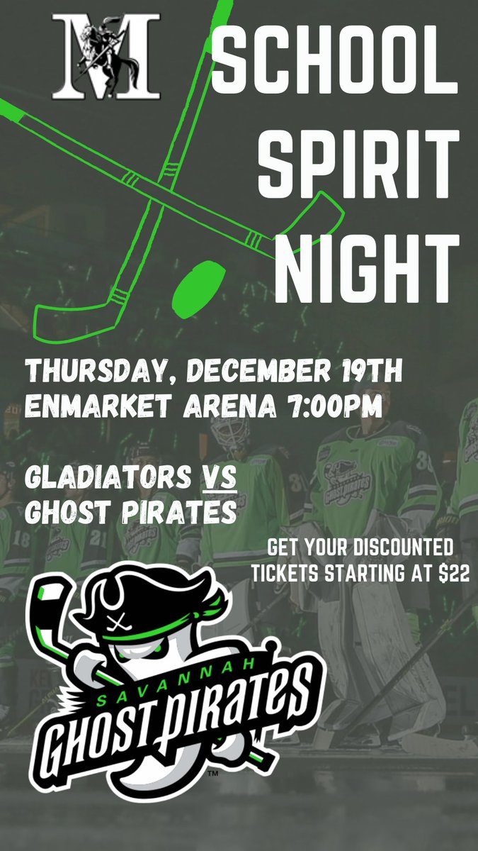 MMS_Raiders's tweet image. Join us for a night of excitement and school spirit at the Mercer Middle School Spirit Night at the Ghost Pirates game on Thursday, December 19, 2024 at 7:00pm at the Enmarket Arena! Get your tickets now! 
Click here: fevo-enterprise.com/event/Mercermi…
#RaiderPRIDE @SCCPSS @SharondaMurrell