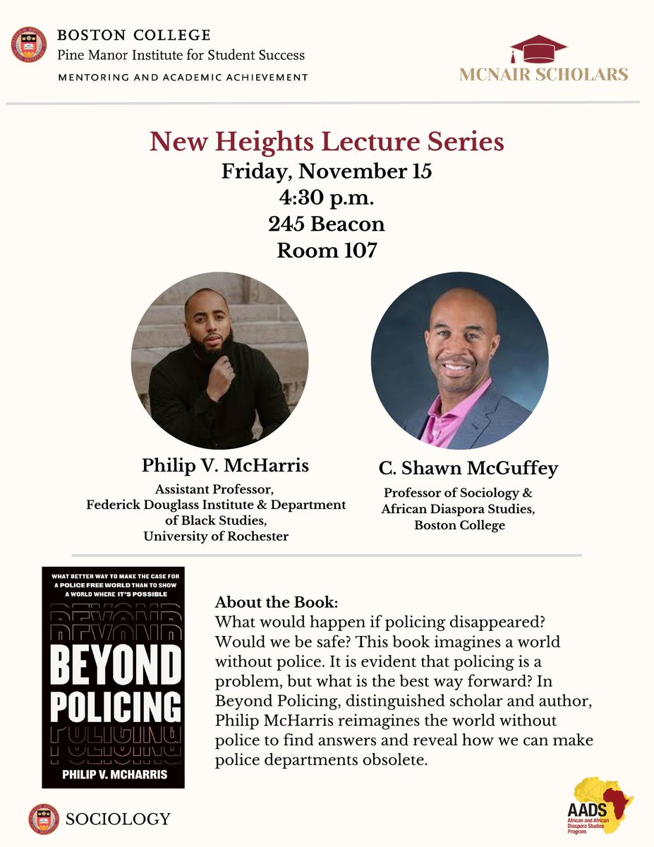 It’s been 10 years since I graduated from BC, and I’m excited to be back in two weeks! Join us on Friday, November 15, at 4:30 p.m. at 245 Beacon Street, Room 107 as part of the New Heights Lecture Series.

I’m thrilled to be in conversation with Professor C. Shawn McGuffey, my