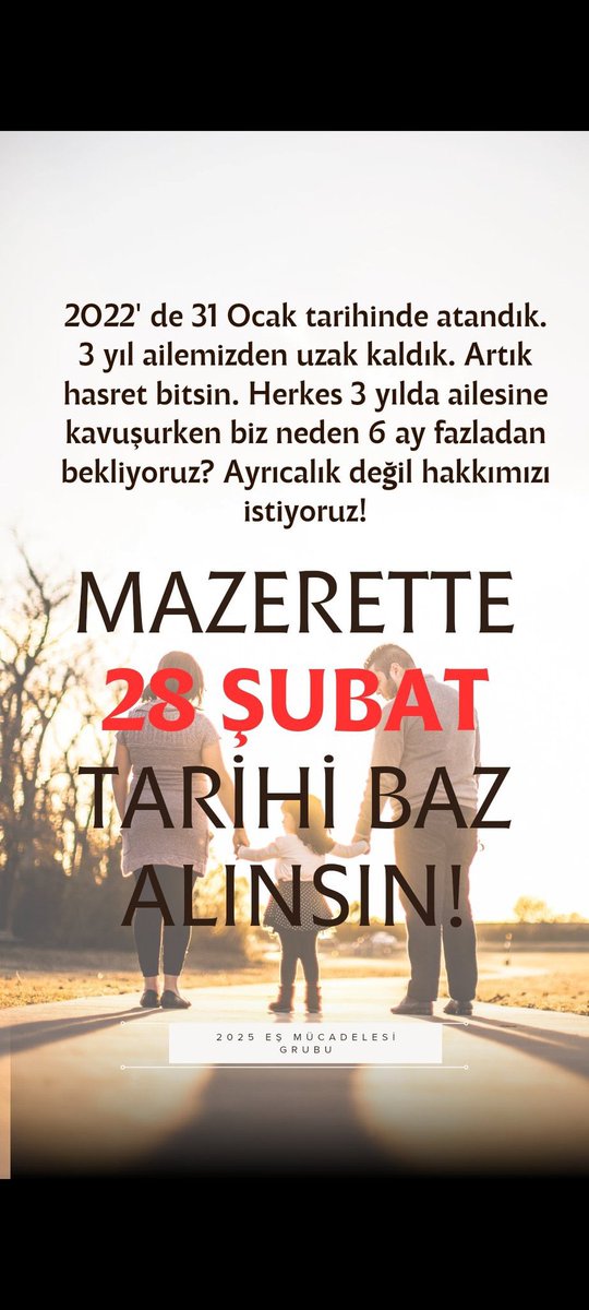 esdurumutayin's tweet photo. Aile birliği her şeyden önemlidir , eşimizden çocuklarımızdan ayrı 3 yıl geçirdik zaten bir 6 ay daha ayrı kalmak istemiyoruz.
@Yusuf__Tekin 
@talatyavuz29 
@cftcblnt
#MEBMazerette28Subat https://t.co/jBTg8PxbTd