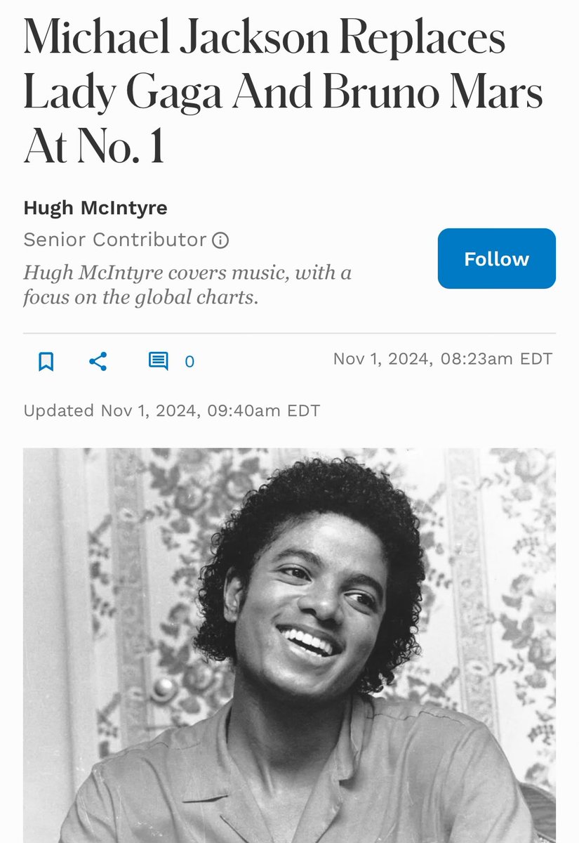 Quote31490249's tweet photo. Forbes - Michael Jackson is once again the #1 artist in the United States. https://t.co/rCu7w72hcD
