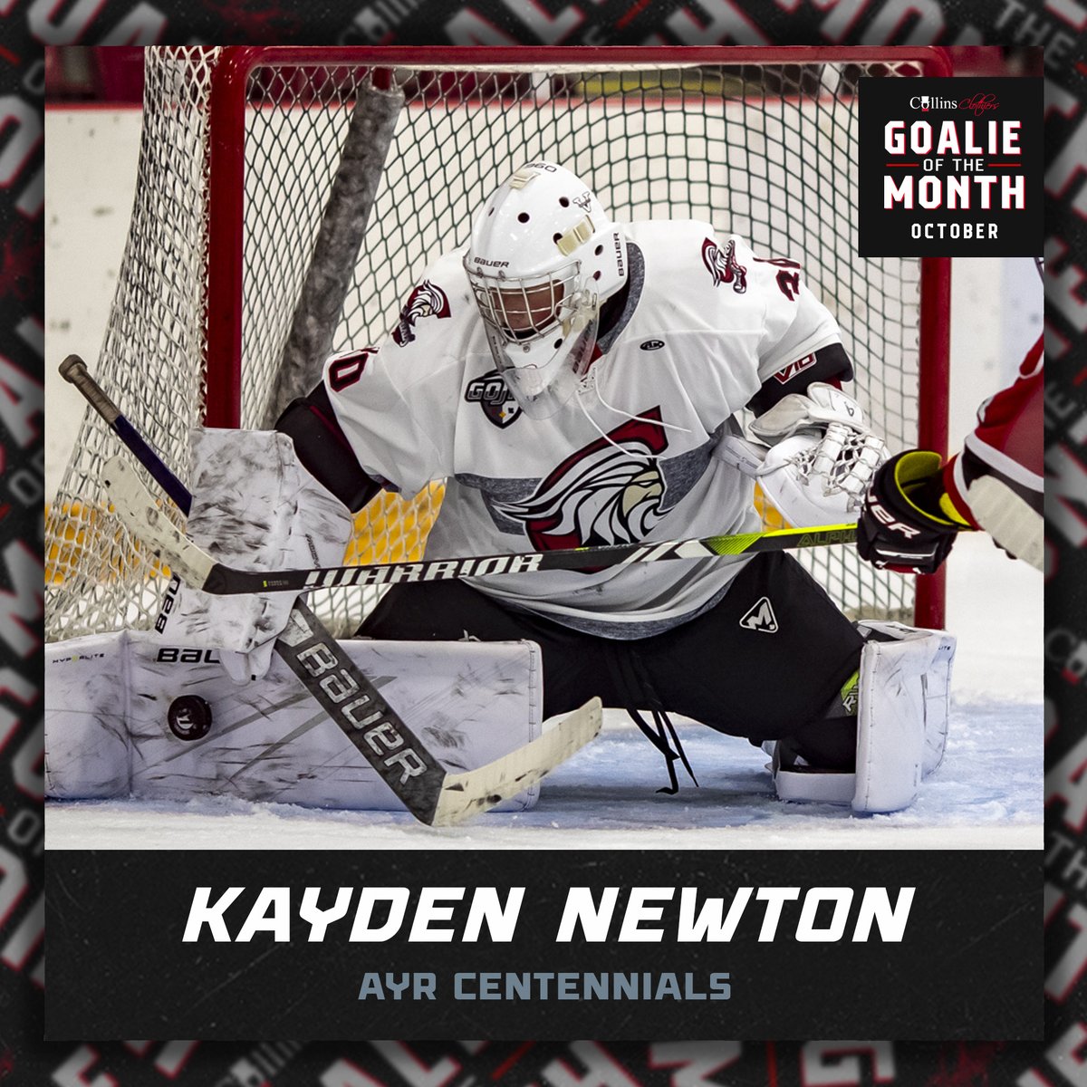 Goalie of the Month | Kayden Newton - <a href="/AyrCentennials/">Ayr Centennials</a>