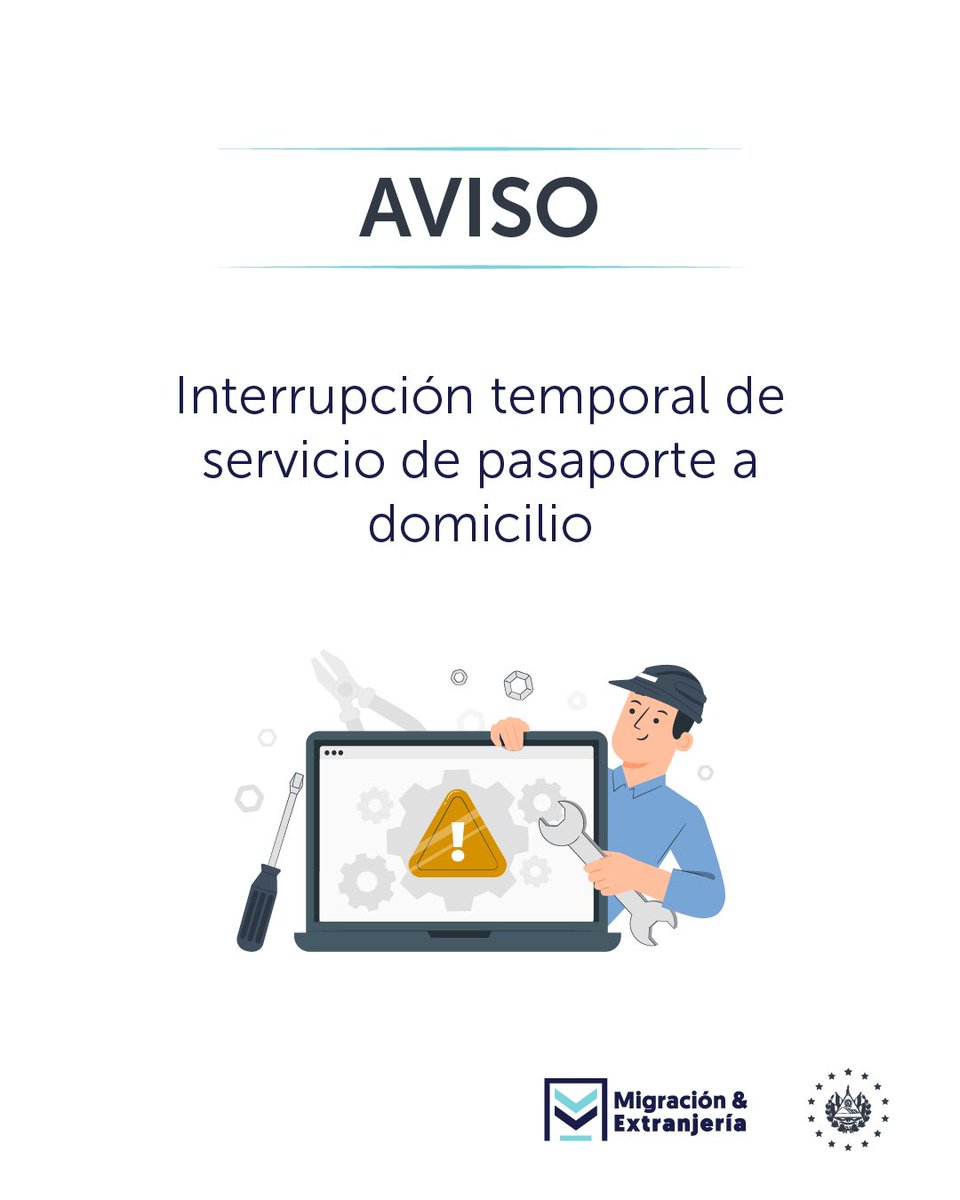 ⚠️Aviso importante.
El servicio de pasaporte en línea para entrega a domicilio estará interrumpido temporalmente debido a trabajos de mantenimiento en el sistema. 

Si renuevas tu pasaporte a través de la AppWeb, la opción de retiro en sucursal se mantendrá funcionando con