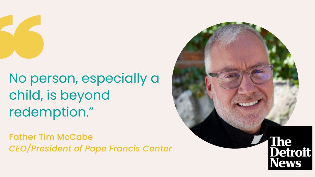 In a powerful op-ed for <a href="/detroitnews/">The Detroit News</a>, Father Tim McCabe reflects on his friendship with Jamil Allen-Bey, once a child sentenced to die in prison, now helping provide shelter, food, and services to Detroit through the Pope Francis Center. Read here: detroitnews.com/story/opinion/…