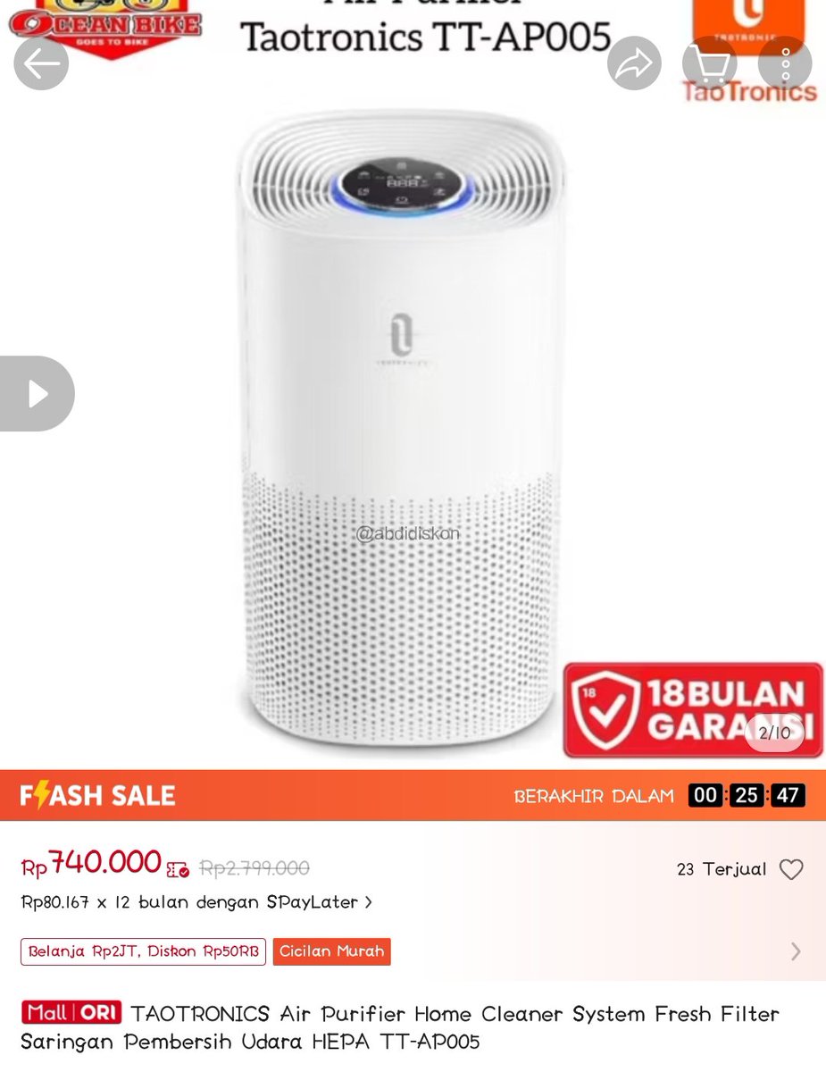 Air Purifier Home Cleaner System Fresh Filter Saringan Pembersih Udara HEPA TT-AP005 dengan harga Rp740.000. Dapatkan di Shopee sekarang! 
s.shopee.co.id/7KfQnjGrGT