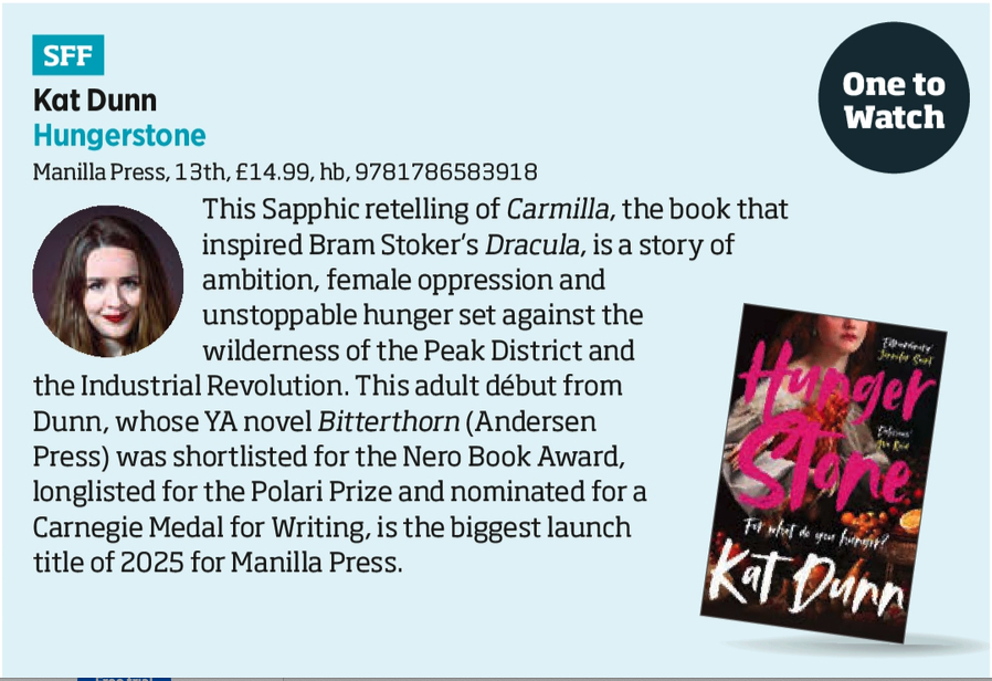 Sophiemorme's tweet photo. Fantastic to see the incredible #Hungerstone @KatAliceDunn selected as One to Watch in @thebookseller today!
In February I predict everyone will be feeling very hungry for this book...
@ZaffreBooks @bonnierbooks_uk https://t.co/R2zI4fU567