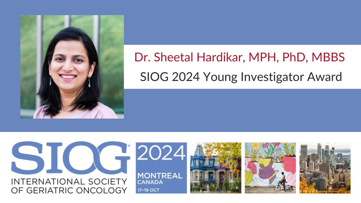 U of U CPS (@uofucps) on Twitter photo 🎉 Congratulations Dr. <a href="/SheetalHardikar/">Sheetal Hardikar</a> for winning the International Society of Geriatric Oncology Young Investigator Award! 🏆 This award recognizes the outstanding contribution of young investigators in understanding, preventing and treating cancer in older patients. 🎉 Congratulations Dr. <a href="/SheetalHardikar/">Sheetal Hardikar</a> for winning the International Society of Geriatric Oncology Young Investigator Award! 🏆 This award recognizes the outstanding contribution of young investigators in understanding, preventing and treating cancer in older patients.