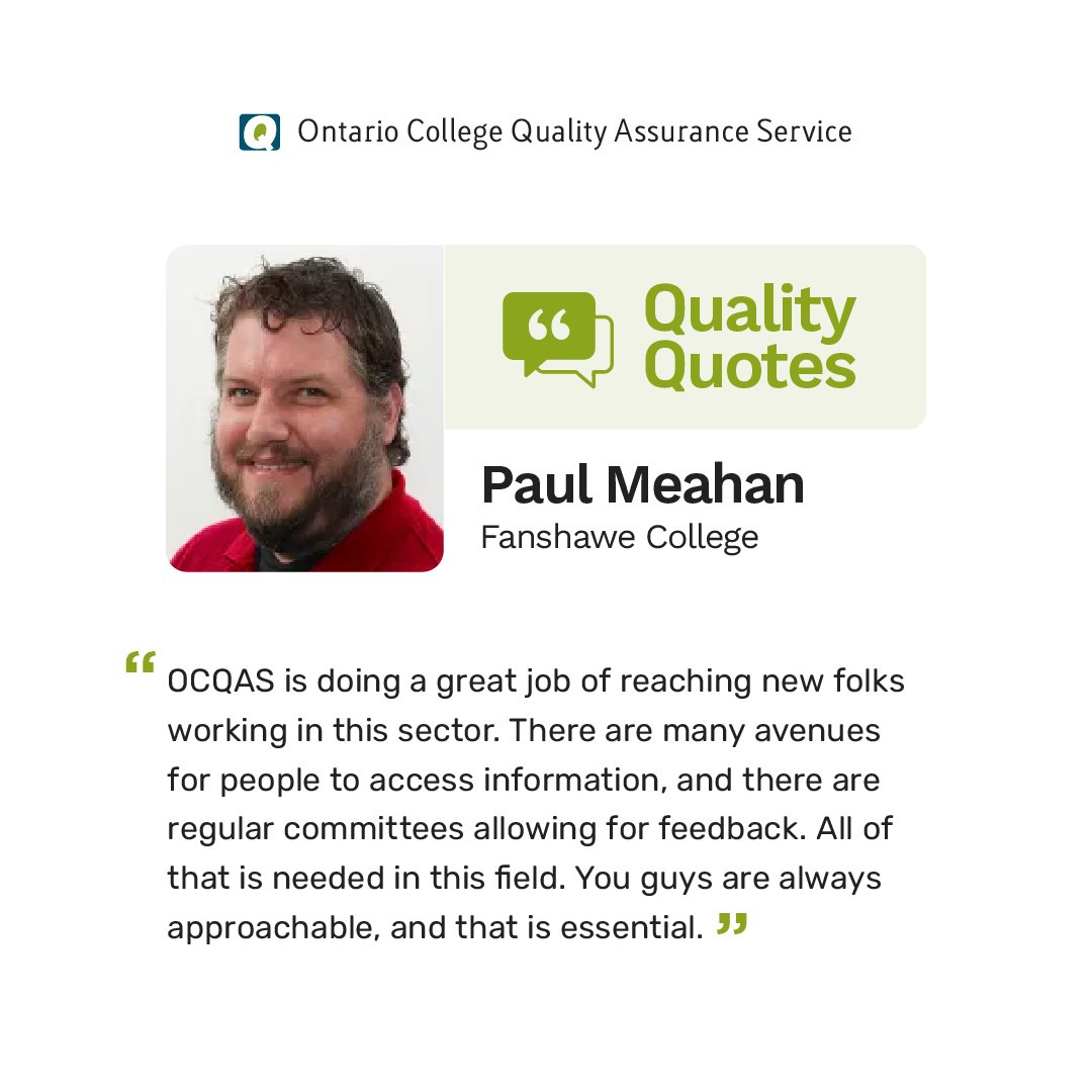 ocqas's tweet photo. @FanshaweCollege's Paul Meahan has shared some wonderful feedback about our collaboration! We're thrilled to have such a strong partnership and look forward to achieving even more together.

#OCQAS #QualityAssurance #OntarioColleges #Ontario #education #collaboration https://t.co/wjoo5sv7rb