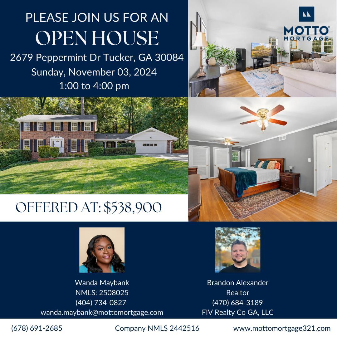 wmaybank's tweet photo. 🏡✨ Open House Alert! ✨🏡

Join us at 2679 Peppermint Dr, Tucker, GA 30084 to explore your next dream home! This stunning, two-story brick beauty boasts spacious sleeping quarters, a cozy working fireplace, and comfortable living and dining areas perfect for gatherings.... https://t.co/gJGXs71fnh