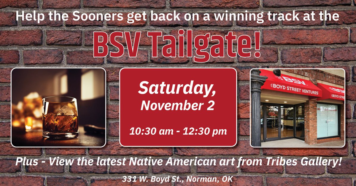 Please join us at our Campus Corner headquarters tomorrow before the <a href="/UofOklahoma/">University of Oklahoma</a> Sooners start a new winning streak against the Maine Black Bears.
#venturecapital #vc #ncaafootball #tailgate #normanoklahoma