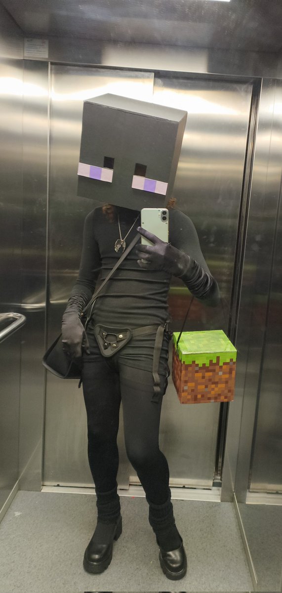 Last night's Halloween costume! I made the grass block and the head.
I wonder how many of you saw me out and about...