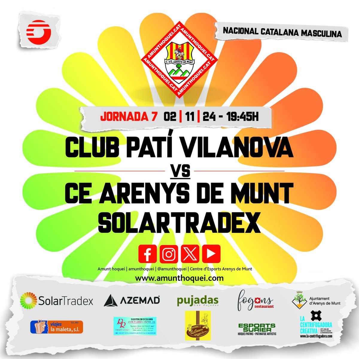 🔴⚪ Demà dissabte, nova jornada de lliga a la pista del Vilanova‼️

#hoqueipatins <a href="/SolarTradex/">SolarTradex</a> <a href="/AzemadSport/">AZEMAD SPORT</a> #arenysdemunt
