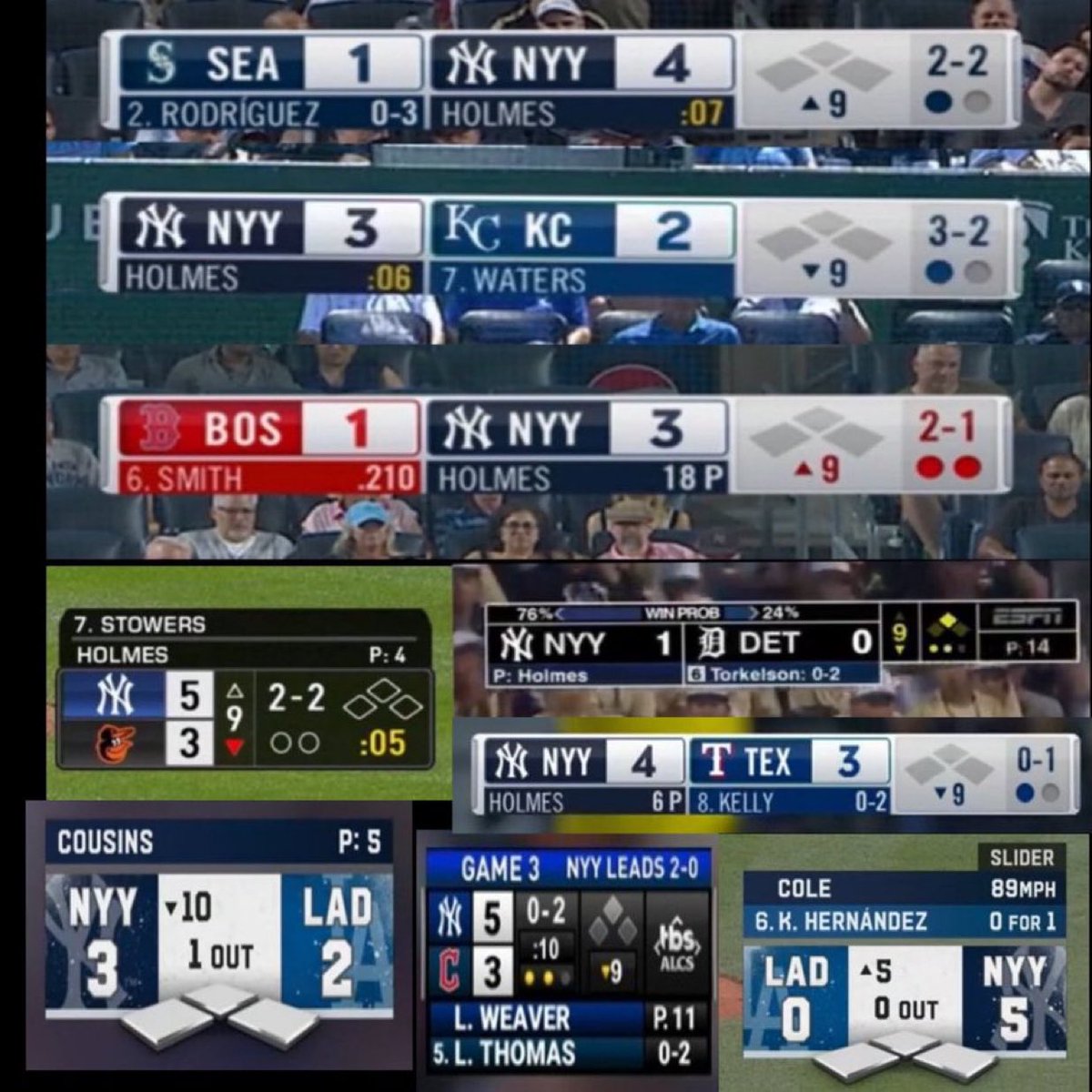 BasebaIlKing's tweet photo. The Yankees ended up losing all of these games. https://t.co/pw9bDPmEde