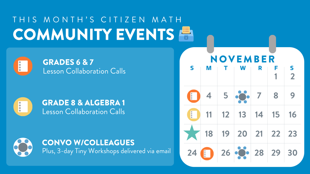citizen_math's tweet photo. Connect with teachers bringing real-world 🌍 lessons to math class in the Citizen Math Community this month: https://t.co/yLveCpB3Cj

Lessons explored in calls are free for those who join. All are welcome. 🩵 

🔄 Reposts appreciated to help the right people find their people. 😉 

#Iteachmath #realworldmath #HSmath #MSmath