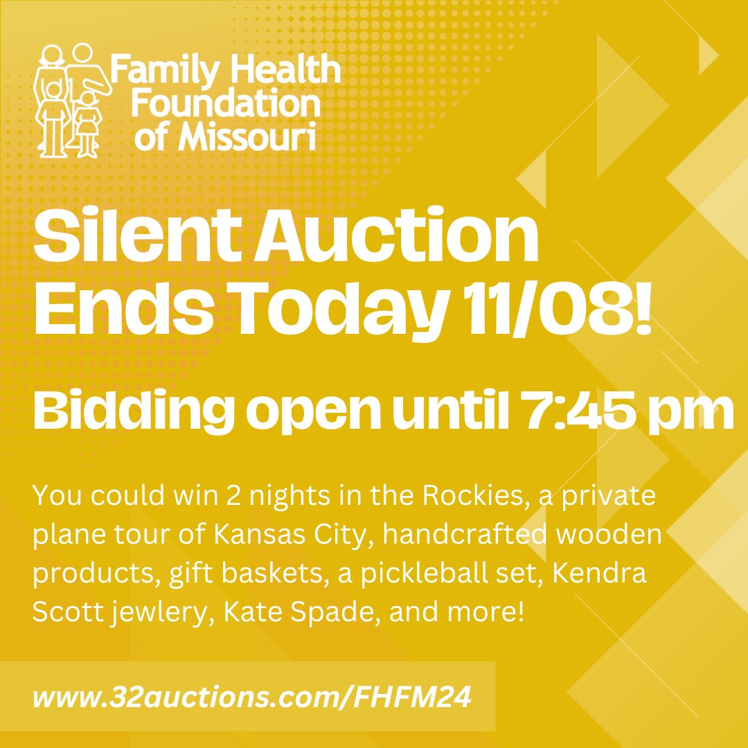 ⏰ FINAL HOURS! ⏰ Bidding ends TODAY, 11/08, at 7:45 PM CST! Don’t miss your chance to snag some amazing items! Head to 32auctions.com/FHFM24 to place your last bids.