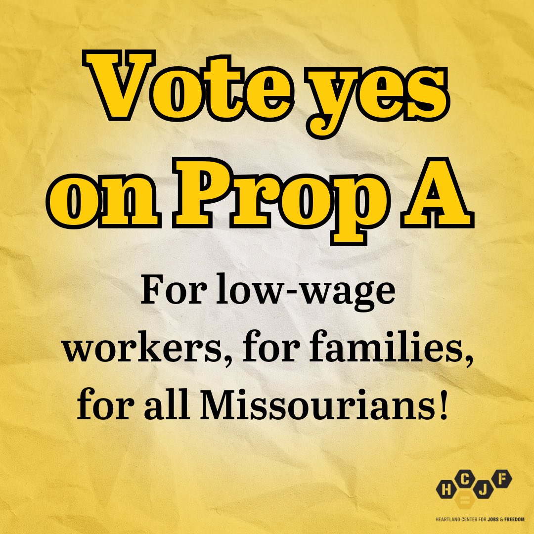 jobsandfreedom_'s tweet photo. Whether you’re voting early or getting out to the polls Tuesday, make sure to vote YES on Prop A to raise the minimum wage to $15/hr and implement earned paid sick leave for workers! #YesOnPropA https://t.co/vOG7wbJ8iy