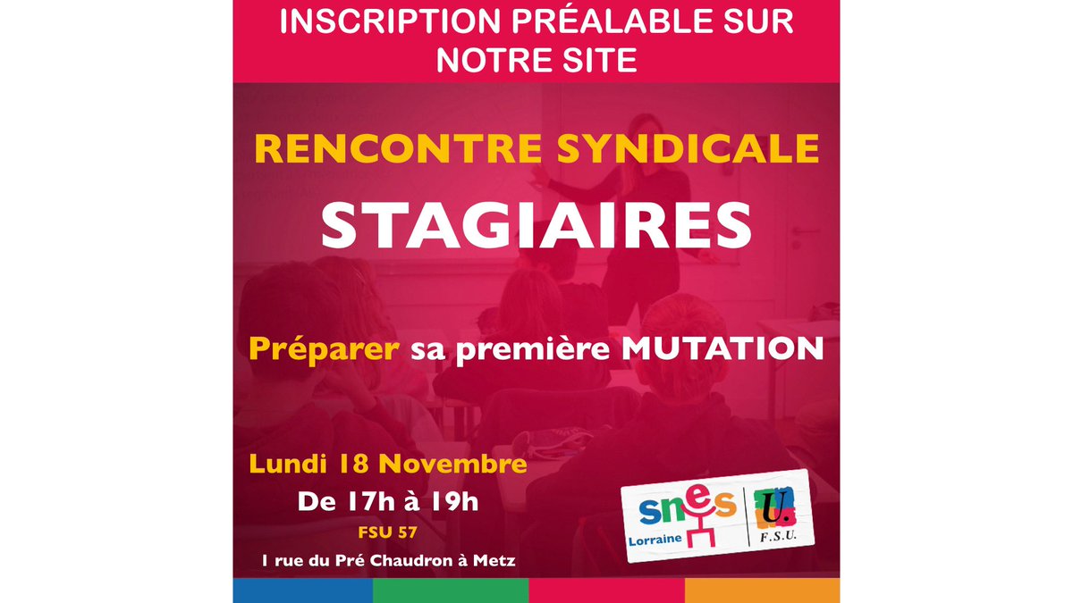 SNESLorraine's tweet photo. #Inter2025 #Stagiaires
Pour vous informer et avoir des conseils sur le mouvement inter académique , participer à la réunion proposée par le secteur #EDM du @SNESLorraine le 18/11. Pour s’inscrire ⬇️
https://t.co/0jHkNvyHuP https://t.co/yeGhBHN6wU