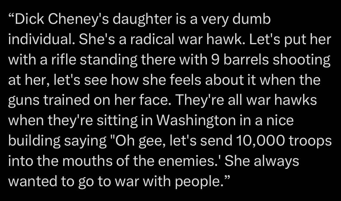 Liz_Wheeler's tweet image. This is what Trump actually said. Repost the actual Trump quote every time these warmongers &amp;amp; their media propagandists lie.