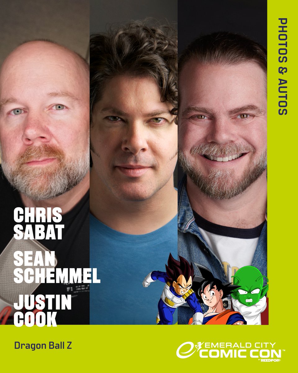 🔥ECCC is ready to power up OVER 9000 with our next voice actor guests!  Welcome Chris Sabat (Vegeta), Sean Schemmel (Goku), and Justin Cook  (Raditz) to Seattle for Photo Ops \u0026 Autos!, image size:960x1200