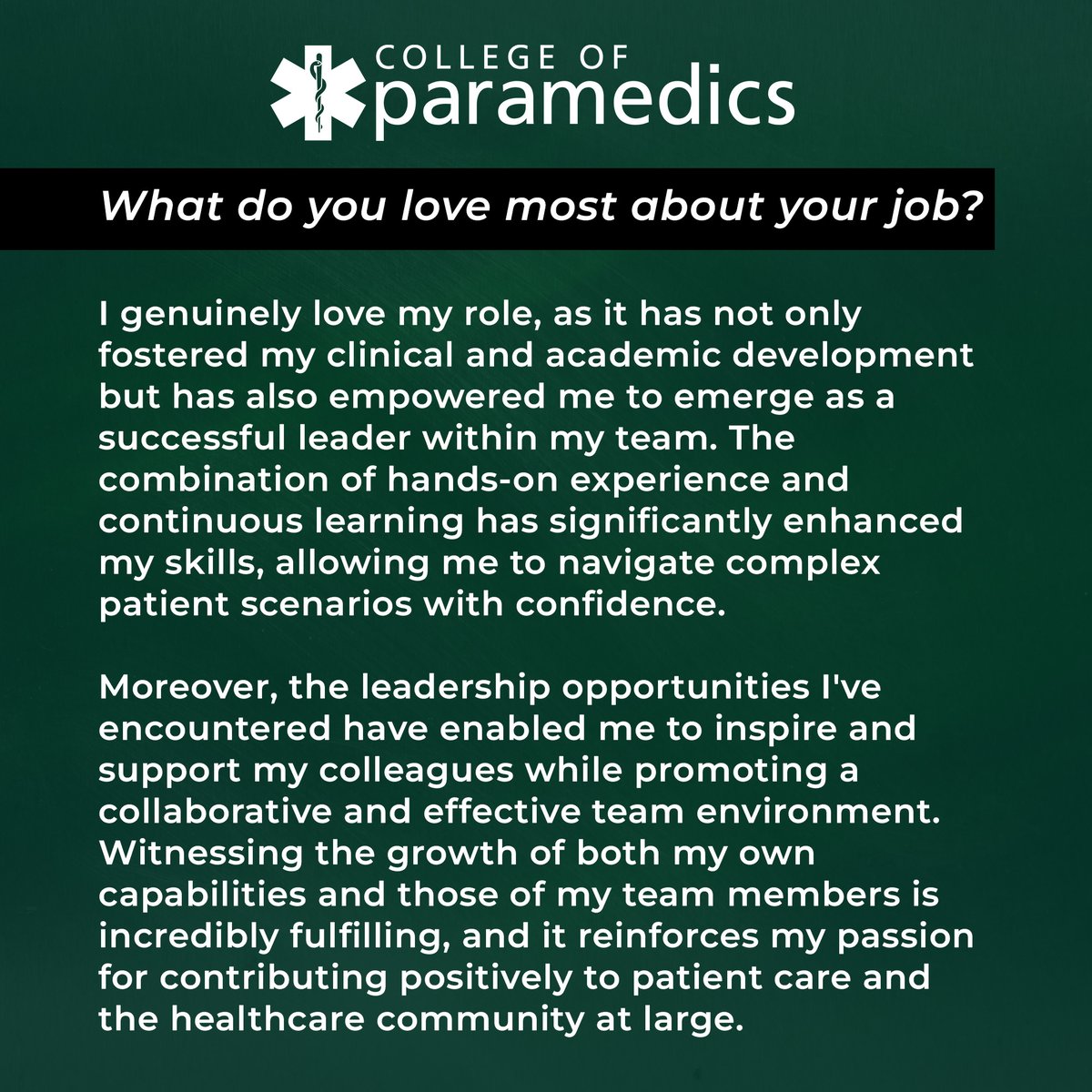 College of Paramedics (@paramedicsuk) on Twitter photo 🔎 We will be looking into the different careers that you can go into within the Paramedic profession.
First up we have Karl who is a Trainee Advanced Clinical Practitioner (ACP)!
🫵 If YOU want to get involved drop us an email at marketing@collegeofparamedics.co.uk 🔎 We will be looking into the different careers that you can go into within the Paramedic profession.
First up we have Karl who is a Trainee Advanced Clinical Practitioner (ACP)!
🫵 If YOU want to get involved drop us an email at marketing@collegeofparamedics.co.uk