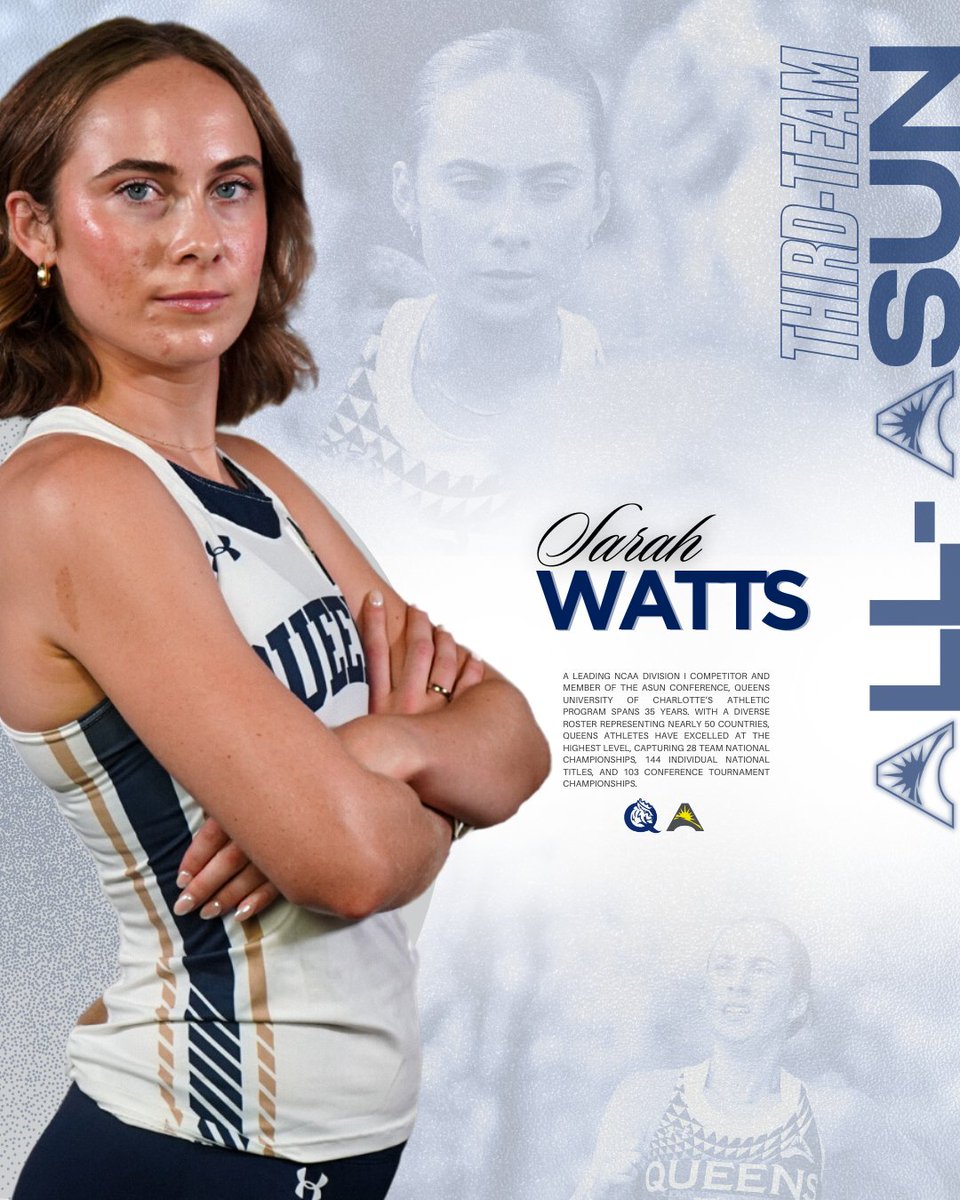 QueensTrack1's tweet photo. The Royals wrapped up the season on a high note 👏

▶️ Sarah Watts - Third Team All-ASUN
▶️ Simone Mouras - All-Freshman

#RoyalsRise | #QUeenCity | #CLT https://t.co/9vhAzEt2dH